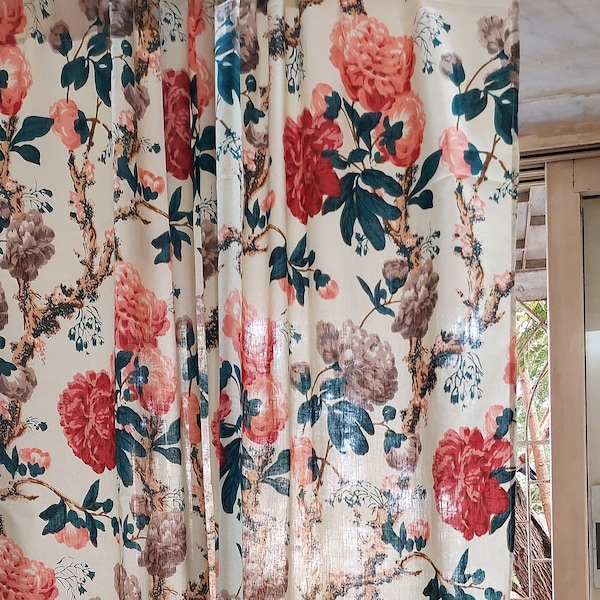Rideau floral, panneaux de rideaux floraux vintage, conservateur de chambre d'enfant, rideaux bohèmes, rideaux déco bohème