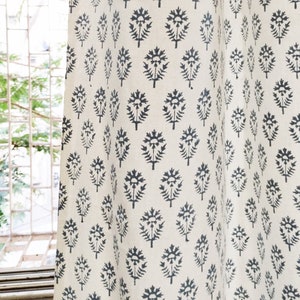 Block Print Canvas Cotton Curtains, Indian thick Drapes, Minimalist Semi blackout Bedroom Curtain Panels, Indian Curtain, les rideaux