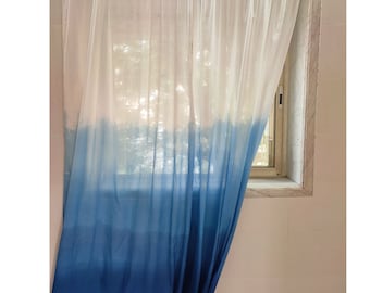 Blue Ombre Curtains/ Boho Chic curtains/ Dip dye curtains/ Semi sheer curtain/ indian cotton curtains/ Bohemian curtains/ Window covering