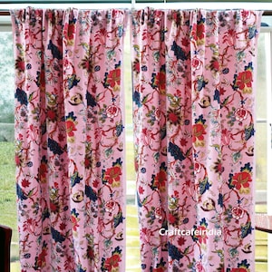 Cotton Velvet Curtain, Bird Print Curtain,  Boho Curtain, Luxury Drapes, Housewarming Gift Colourful Decor
