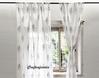 Mughal Print Sheer curtains/ Bohemian Curtains/ Floral print/ Cotton Sheer curtains/ printed curtains / hand block printed curtain/