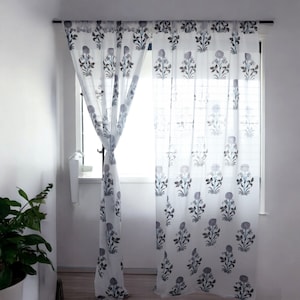 Tende con stampa a blocchi indiani, tende trasparenti floreali, pannelli per tende da camera da letto, decorazioni luminose per la casa, tende per finestre, tende indiane,