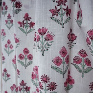 Valance Kitchen Cafe curtain Heavy cotton Mughal Garden Block printed panels, Boho Indian pattern Curtains, Floral curtains