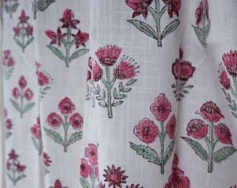 Valance Kitchen Cafe curtain Heavy cotton Mughal Garden Block printed panels, Boho Indian pattern Curtains, Floral curtains