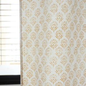 Minimalist Canvas Drapes Curtain, Heavy Weight Bedroom Curtain, Mustred boho Curtains, Bohemian Curtains