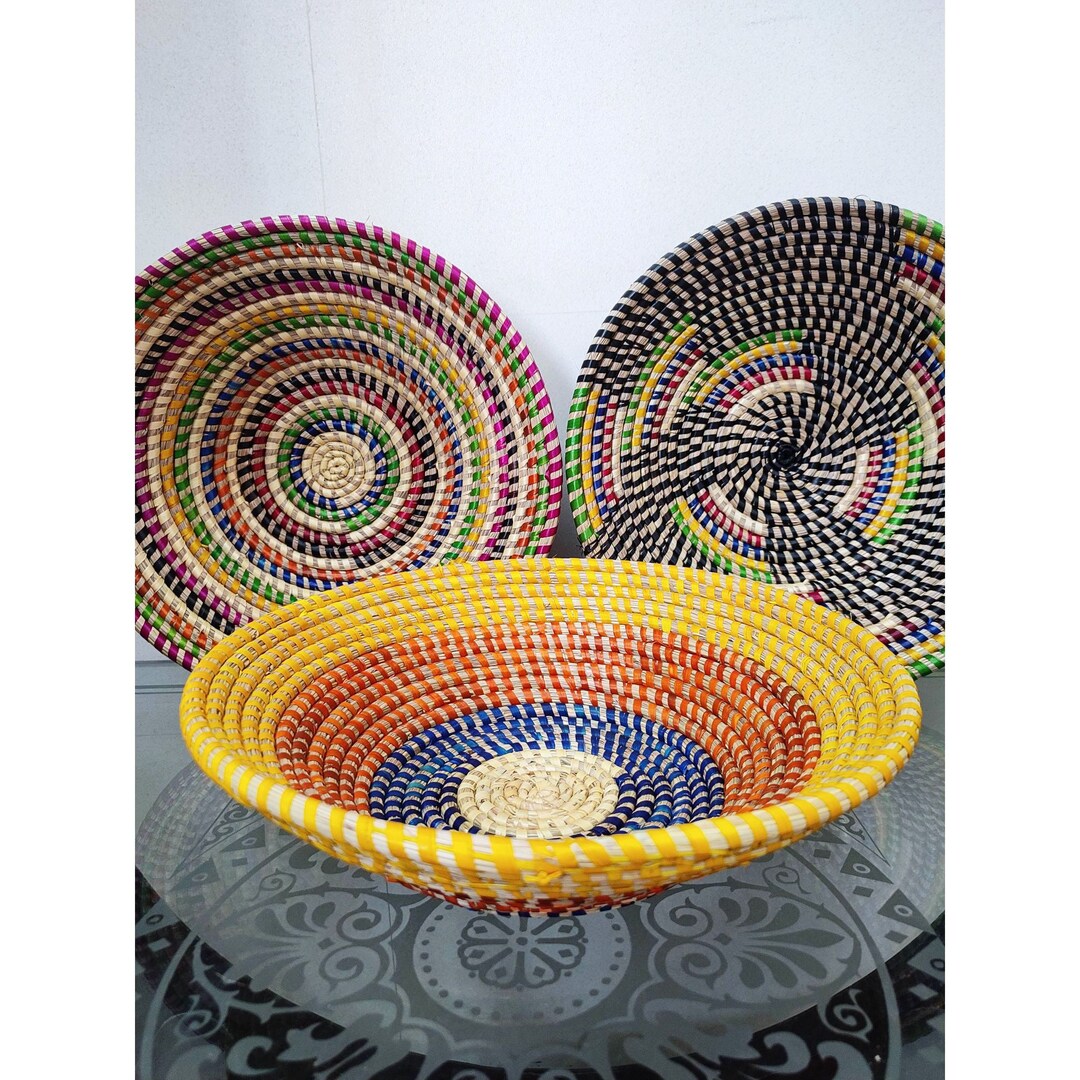African Colorful Baskets ,woven Fruit Baskets, Woven African Basket