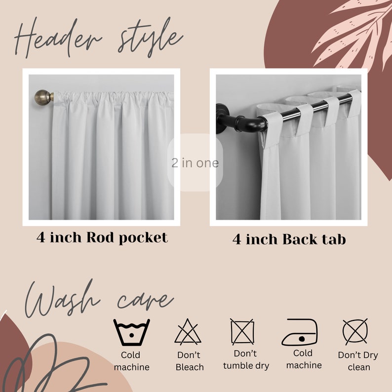 Vintage Style Fall Curtains, Floral Bohemian Cotton Curtains, Semi