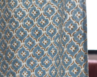 Hand Block Printed Cotton Drapes - Vintage Floral Farmhouse Curtains
