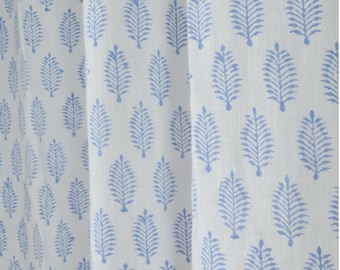 Hand Block Printed Slub Cotton Curtains: Bohemian Window Drapes