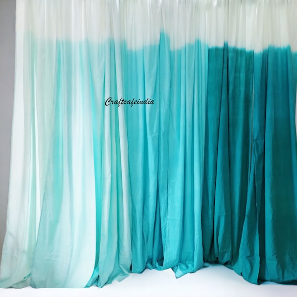Custom Turquoise Ombre Sheer Curtain, Backdrop for Wedding Bridal Shower Photography, Sheer Curtain