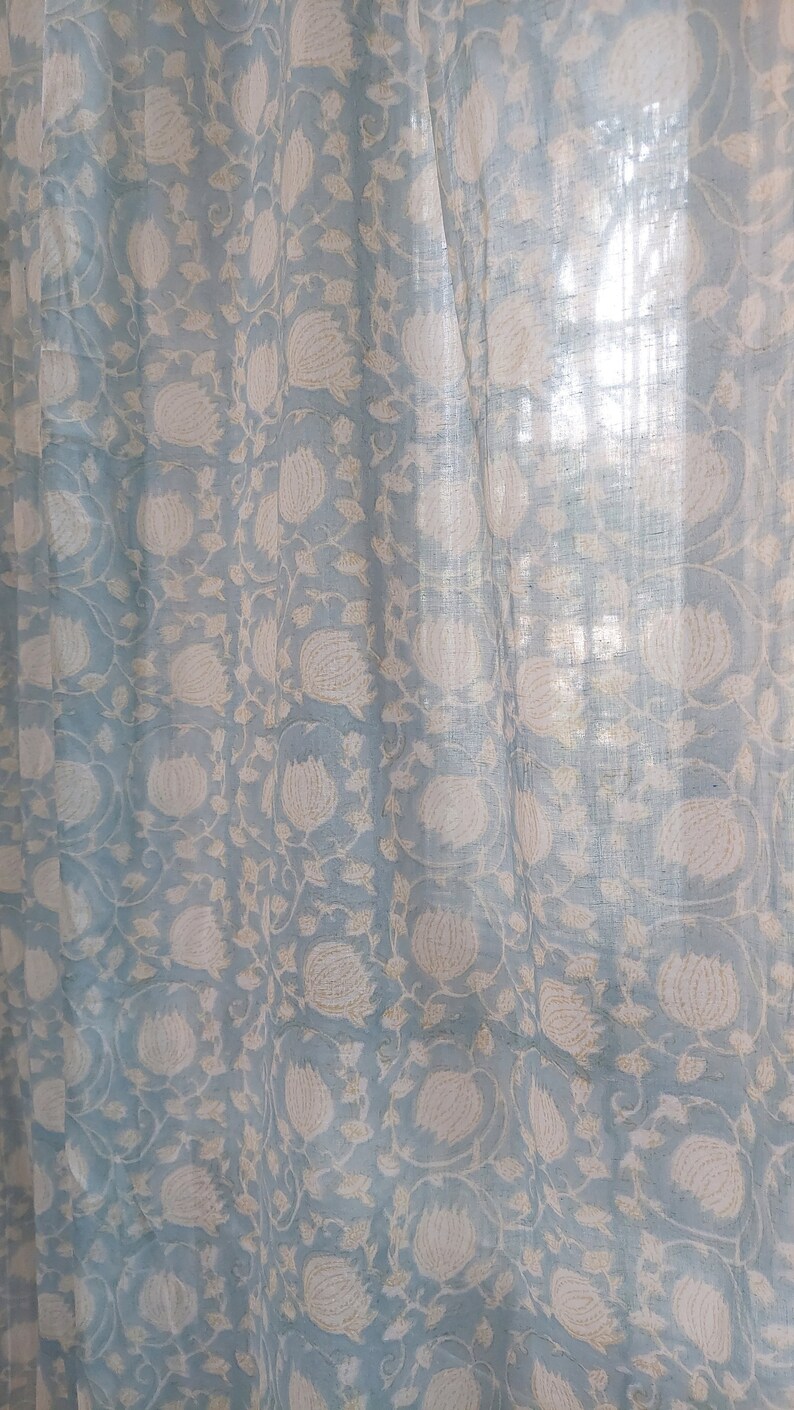 Hand Block Printed Indian Curtains/ Semi Sheer Curtains/ - Etsy