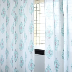 Tende con stampa ad albero di Natale / Tende Boho indiane / Tende trasparenti / Tende con stampa in cotone / Pannelli per finestre / Decorazioni per la casa personalizzate