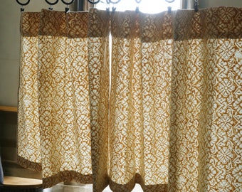 Yellow/ Mustard Café Curtains, Kitchen Valance, Farmhouse Style Panel, Housewarming Gift