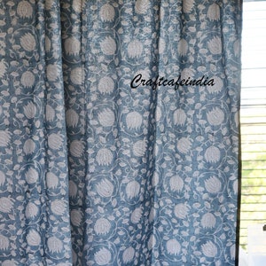 Hand block printed Indian curtains/ Semi sheer curtains/ Bohemian cotton curtain/ window panel curtains/ Minimalistic rustic look
