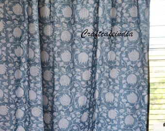 Hand block printed Indian curtains/ Semi sheer curtains/ Bohemian cotton curtain/ window panel curtains/ Minimalistic rustic look