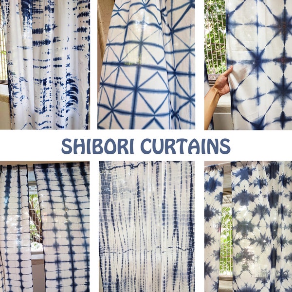 Grey - Tie & Dye Cotton Shibori Curtain for Door (Set of 2) 05