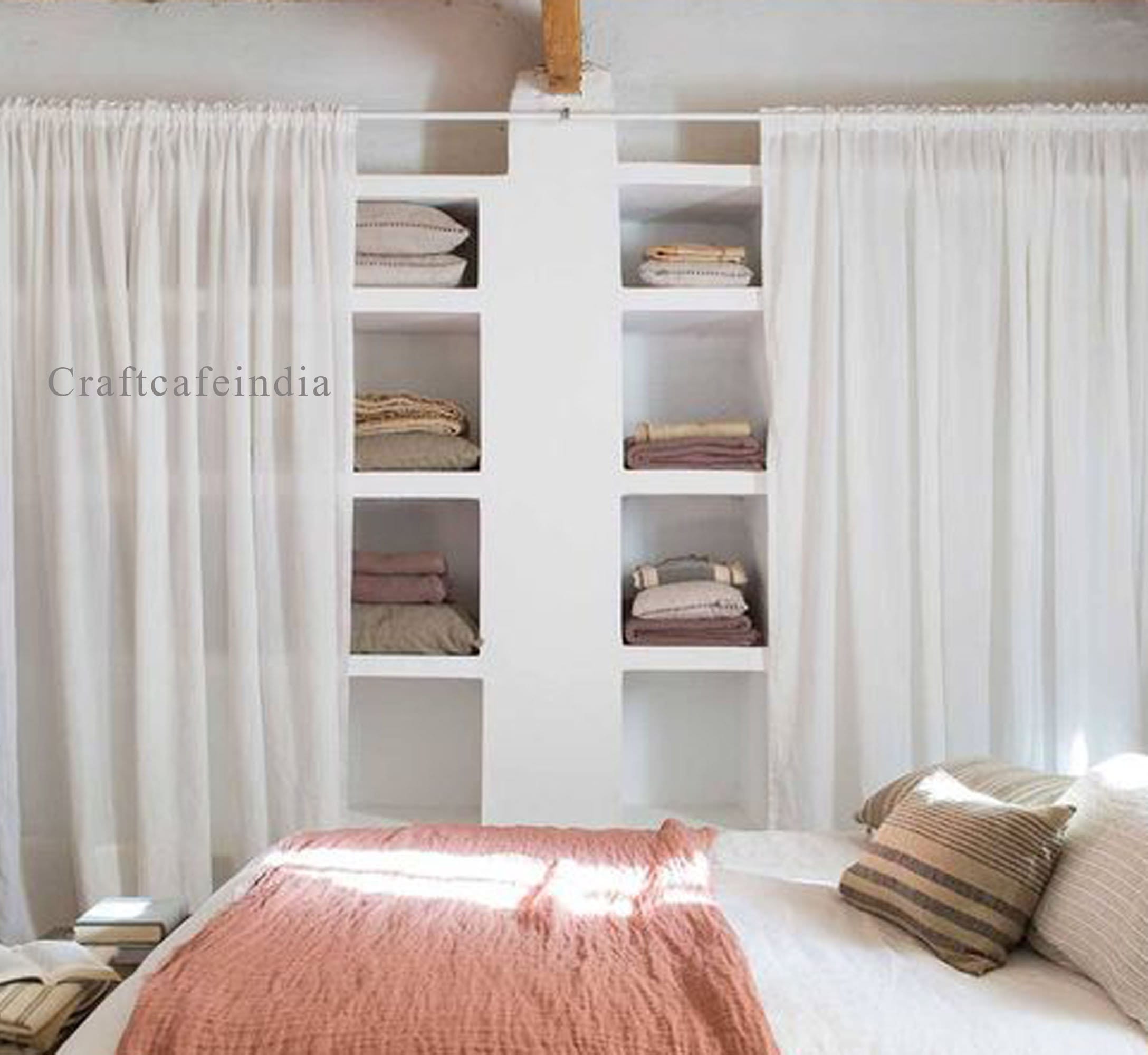 White Cotton Closet Curtain (set of 2): French Room Divider - Etsy UK