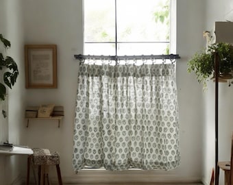 Tier curtain for kitchen, Valance or cafe curtain,  Hand block printed curtains, Bathroom small curtain, Nursery curtains