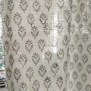 Block printed curtains/ Slub Cotton semi sheer curtains/ Bohemian Curtains / Thick curtains / Floral curtains