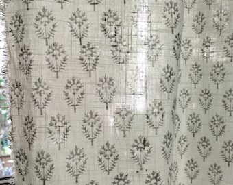 Block printed curtains/ Slub Cotton semi sheer curtains/ Bohemian Curtains / Thick curtains / Floral curtains