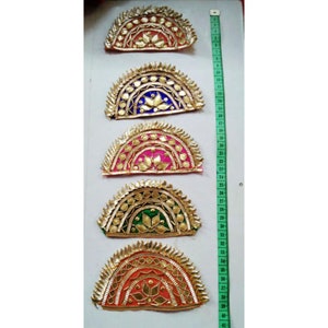 10 pcs 0f 4.5&quot; Gota Patti/ Indian applique/ Embroidered patch/ Sew on patch /Patche/ Gota jewellery Bud-work/ Yule decoration/ Gota jewelry