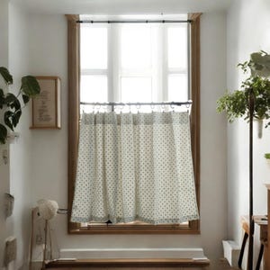 Bohemia Kitchen Valance, Hand Block Printed Cotton Cafe Curtain