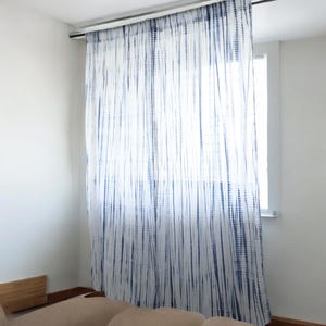 Indigo Shibori Tie Dye Cotton Curtain Panel: Bohemian Sheer Indian Curtains