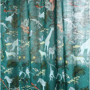Tropical jungle curtain, Vintage Curtain,floral cottage curtains, botanical curtains, Printed Cotton curtain, Floral nursery curtain