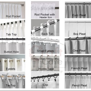 Custom Curtain Header Style Add-On: Rod Pocket, Tab Top, Grommet