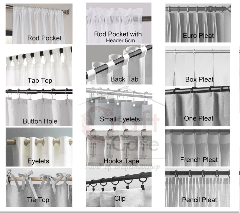 Custom Curtain Header Style Add-on: Rod Pocket, Tab Top, Grommet - Etsy