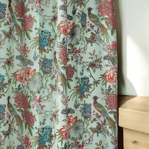 Vintage Curtain,floral cottage curtains, botanical curtains, Printed Cotton curtain, Floral nursery curtain