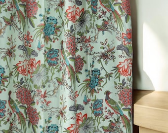 Vintage Floral Curtains: Retro Botanical Print Cotton Curtain