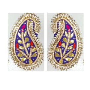 Paisley Gota Patti Indian applique/ Embroidered patch/ Sew patch /Patch/ Gota jewellery Bud-work/ Yule decoration/ Gift wrapping Pack of 10