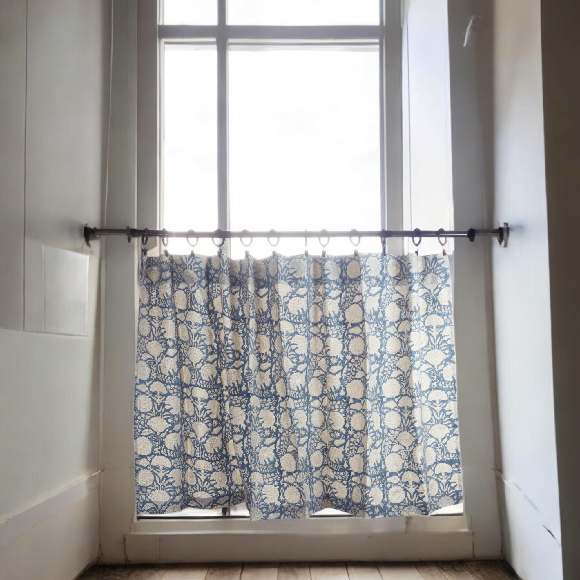 Tier curtain for kitchen, Valance or cafe curtain, Hand block printed curtains, Bathroom small curtain, Nursery curtains