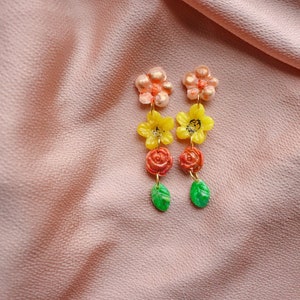 Spring floral Polymer Clay Earrings | Polymer Clay | Clay Earrings | Gifts For Her | polymer clay jewellery | Statement earrings