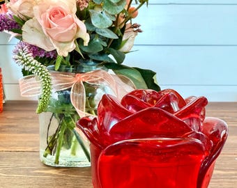 Red Rose Resin Trinket Box: Handmade Candy Storage Decor