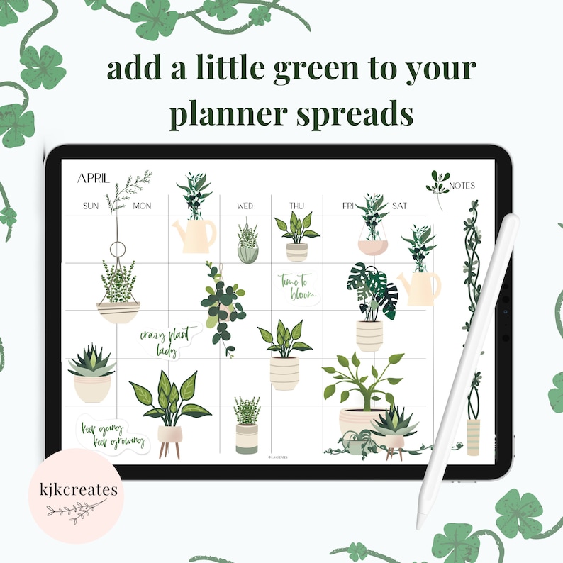 Plant Digital Stickers Potted Plant Stickers Goodnotes Etsy