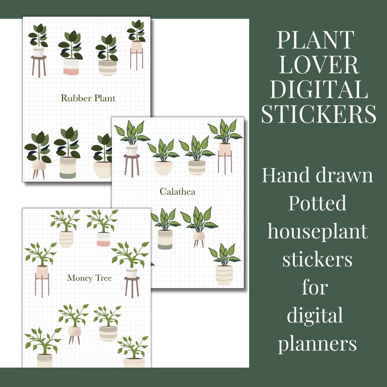 Plant Digital Stickers Potted Plant Stickers Goodnotes Etsy