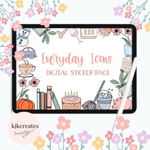 Dagelijks leven digitale stickers | Leuke alledaagse iconen | Goodnotes Voorgesneden | Handgetekende geïllustreerde stickers | Dagelijkse Planner-stickers