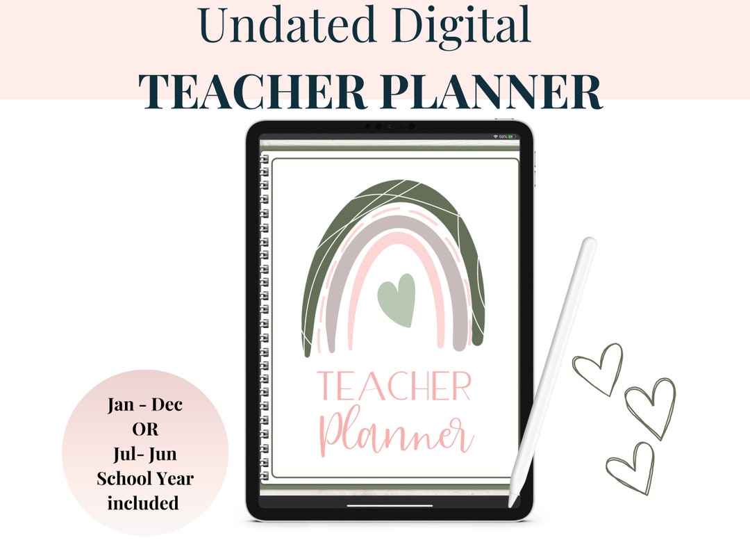 2023 Digital Teacher Planner Goodnotes Boho Undated Planner Etsy