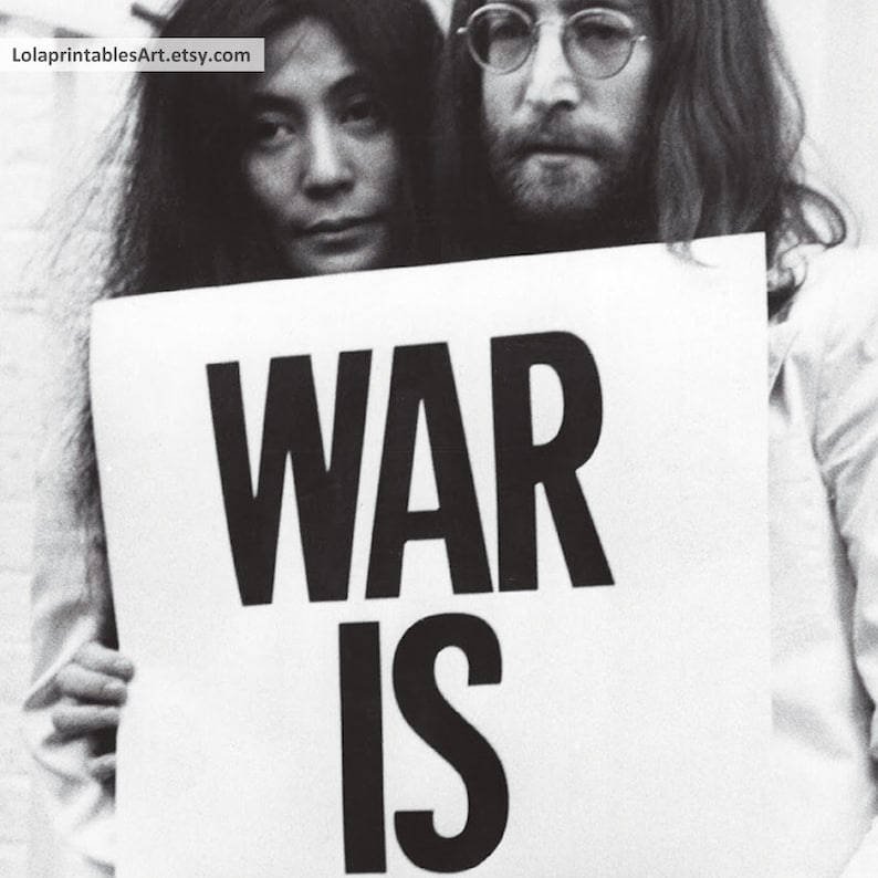 John Lennon and Yoko Poster, Printable Art, War is Over, Downloadable Illus...