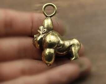 BULK 20 Orangutan pendants antique silver tone A133