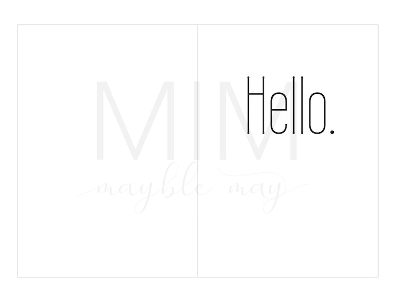 Hello Greeting Card Printable Instant Download Blank Card | Etsy