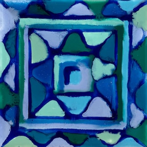 decorative tile, Mediterranean tile, abstract tile, ceramic wall art, blue wall art