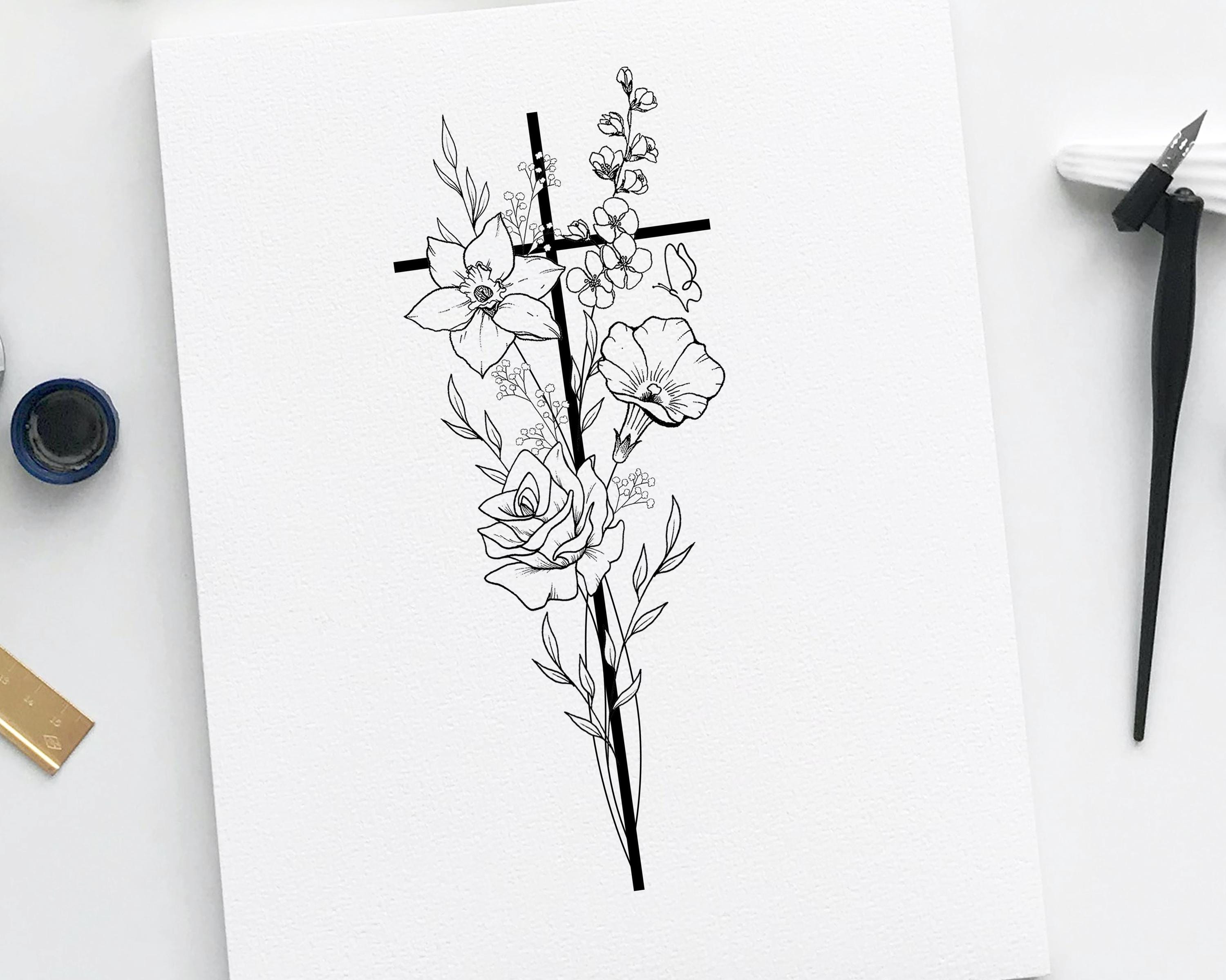 Crucifix tattoo - Etsy 日本, image size:3000x2400