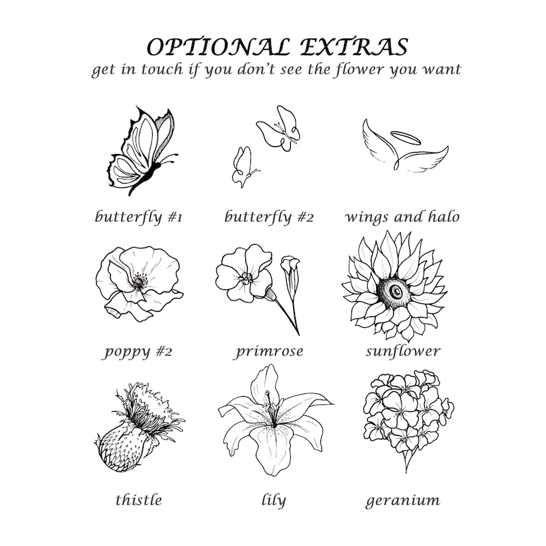 DIGITALER individueller Geburtsblumen-Tattoo-Blumenstrauß bis zu 8 Blumen Familiengeburtsmonat zum Ausdrucken Bild 9