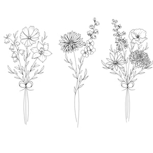 Personalisierte Geburt Blume Tattoo Bouquet Design (bis zu 6 Blumen) maßgeschneiderte Familie Geburtsmonat zum ausdrucken