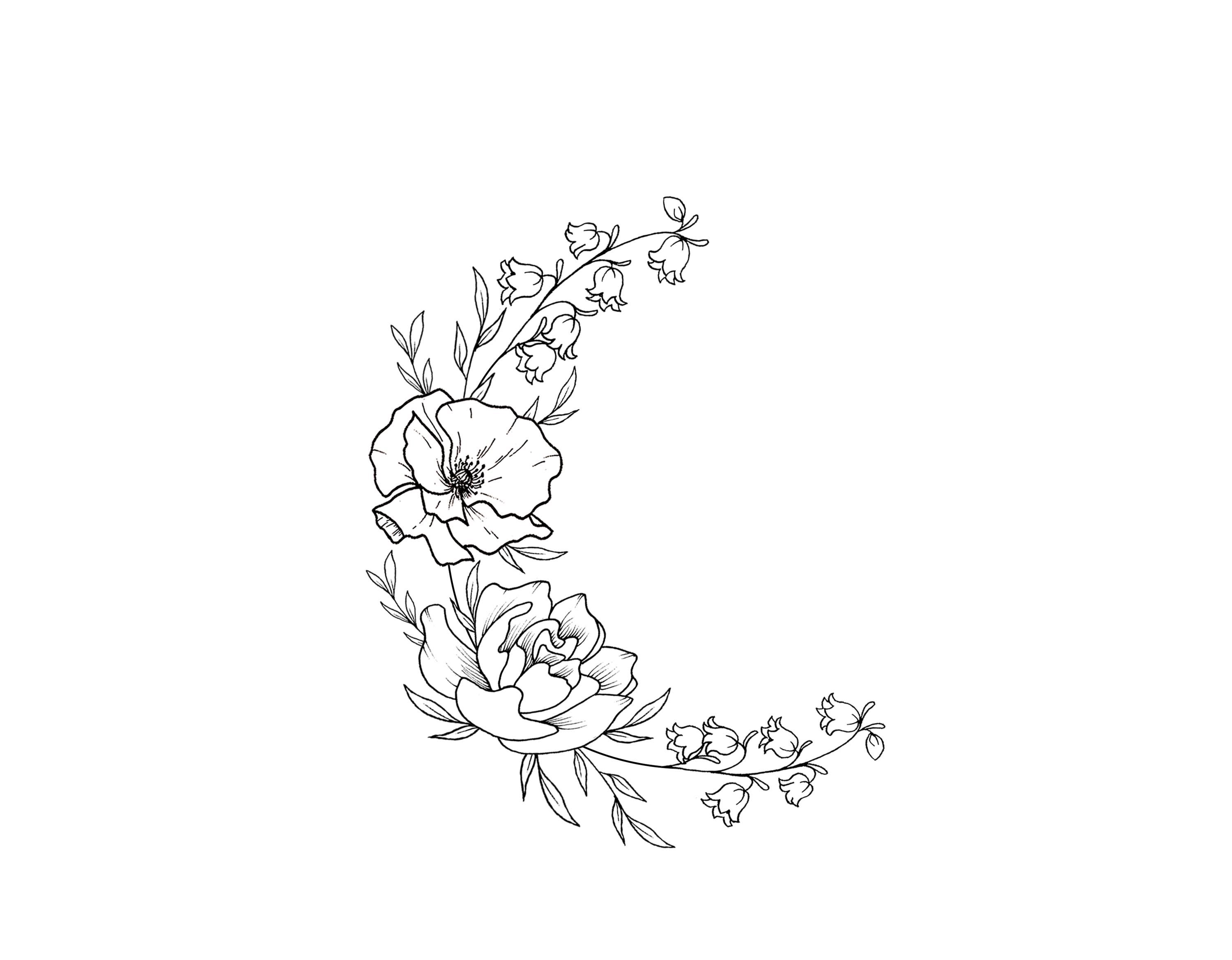 Flower circle tattoo - Etsy México, image size:3000x2338