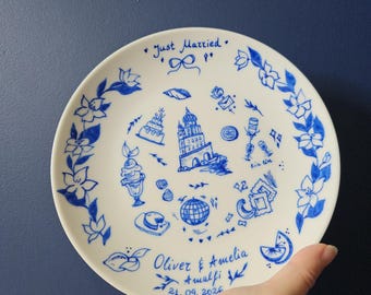 Hand Painted Wedding Venue Plate Keepsake, Personalised Gift for the Couple