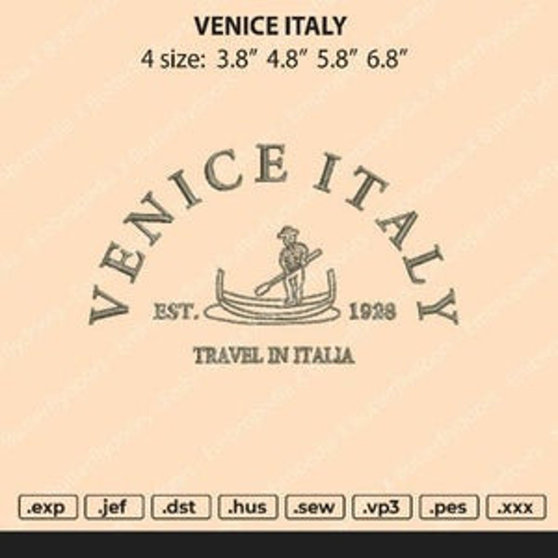 Venice Italy Embroidery Design Etsy